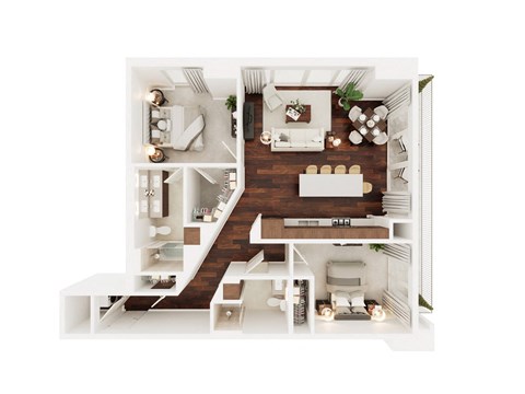 Floor plan for 2 beds, 2 baths, 1094 sqft